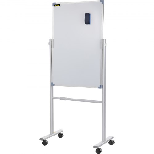 VEVOR Mobile Magnetic Whiteboard, 60 x 90 cm, Double Sided, 360 Degree Reversible Rolling Dry Erase Board, Height Adjustable with Aluminum Frame and Lockable Swivel Wheels, for Office School Home