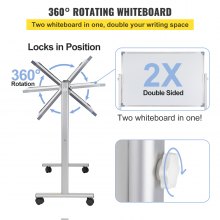 VEVOR Mobile Dry Erase Board Magnetic Whiteboard w/ Stand 60 x 90cm Double Sided