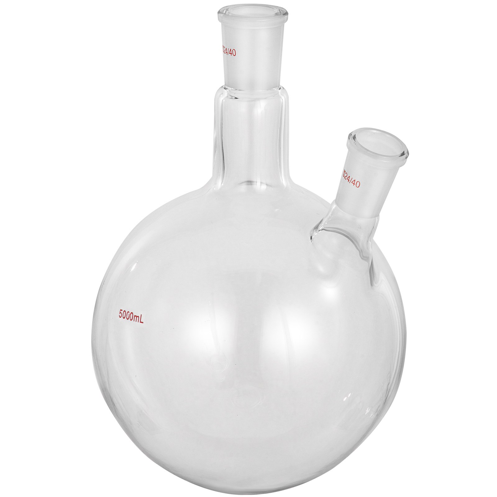 VEVOR 5000ml 24/40 Joint Lab Glass Flask Round Bottom Two Short Necks