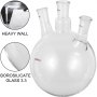 VEVOR Round Bottom Flask Receiving Flask 3L, Reaction Flask 3 Neck Boiling Flask