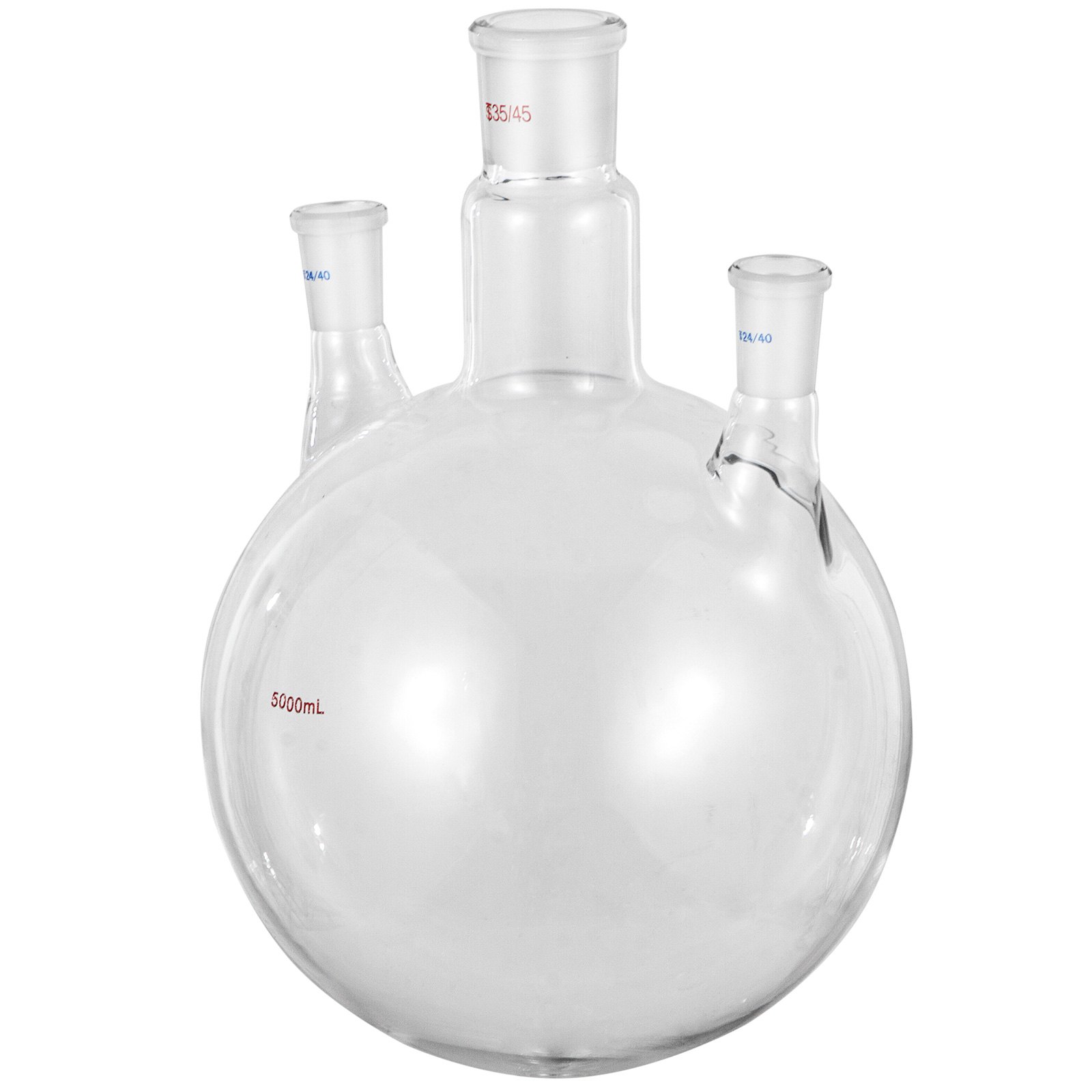 Vevor Round Bottom Flask Receiving Flask 5l Reaction Flask 3 Neck Boiling Flask