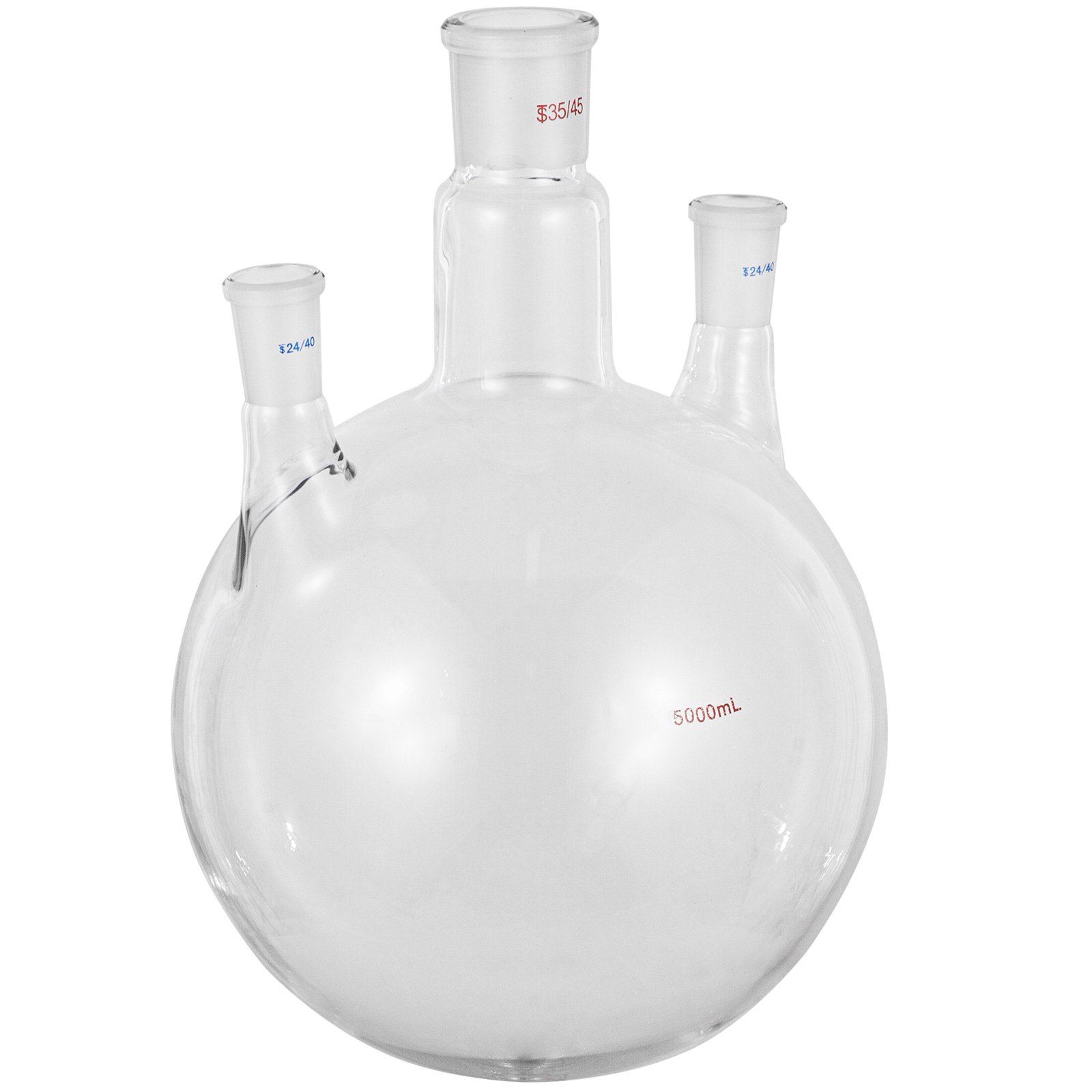 Vevor Round Bottom Flask Receiving Flask 5l Reaction Flask 3 Neck Boiling Flask