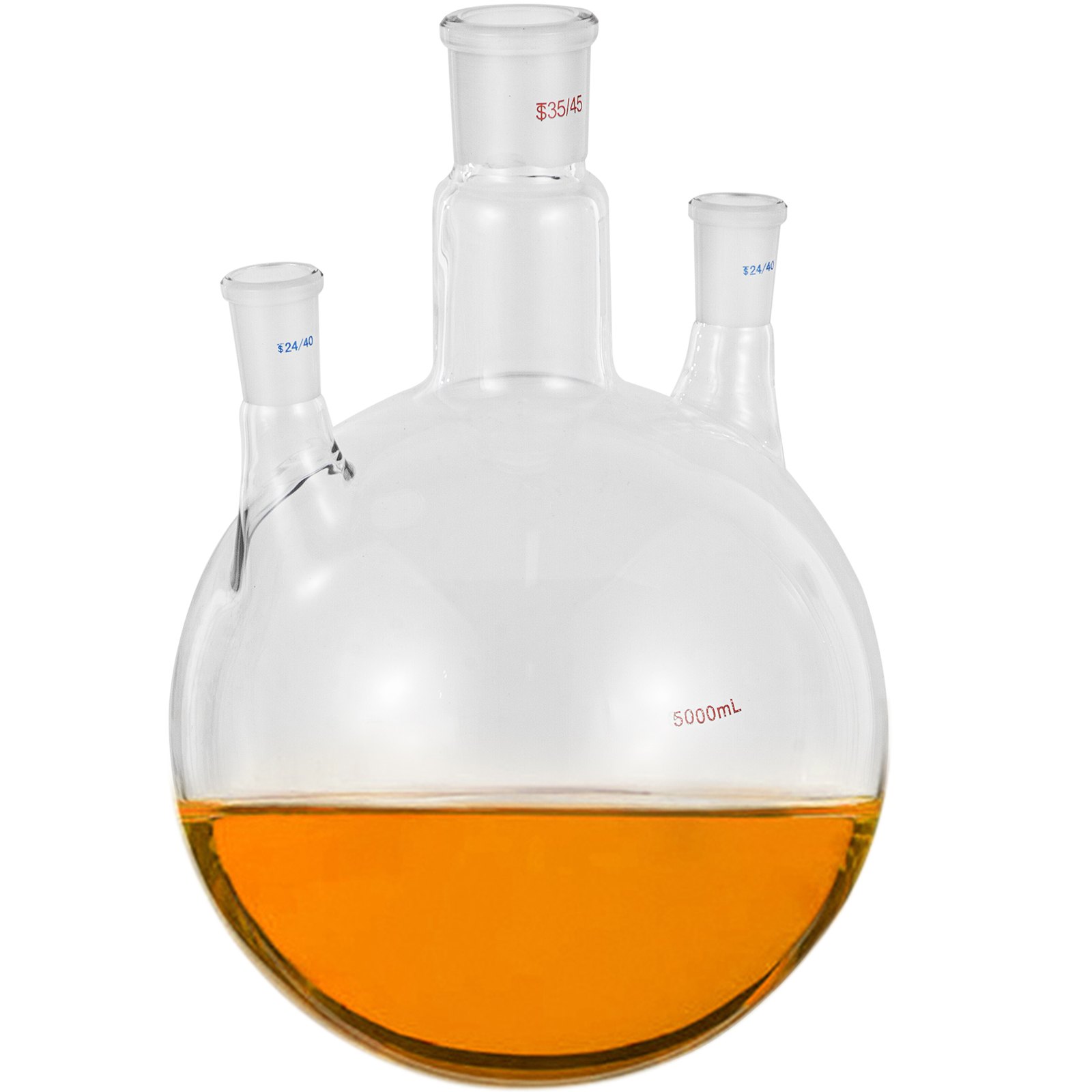 Vevor Round Bottom Flask Receiving Flask 5l Reaction Flask 3 Neck Boiling Flask