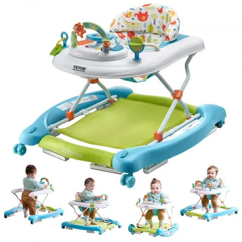 VEVOR 4-in-1 Baby Walker, Foldable Baby Activity Center on Wheels