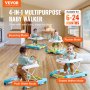 4-in-1 VEVOR baby walker with bouncing, rocker, push walker, and seated modes for ages 6-24 months.