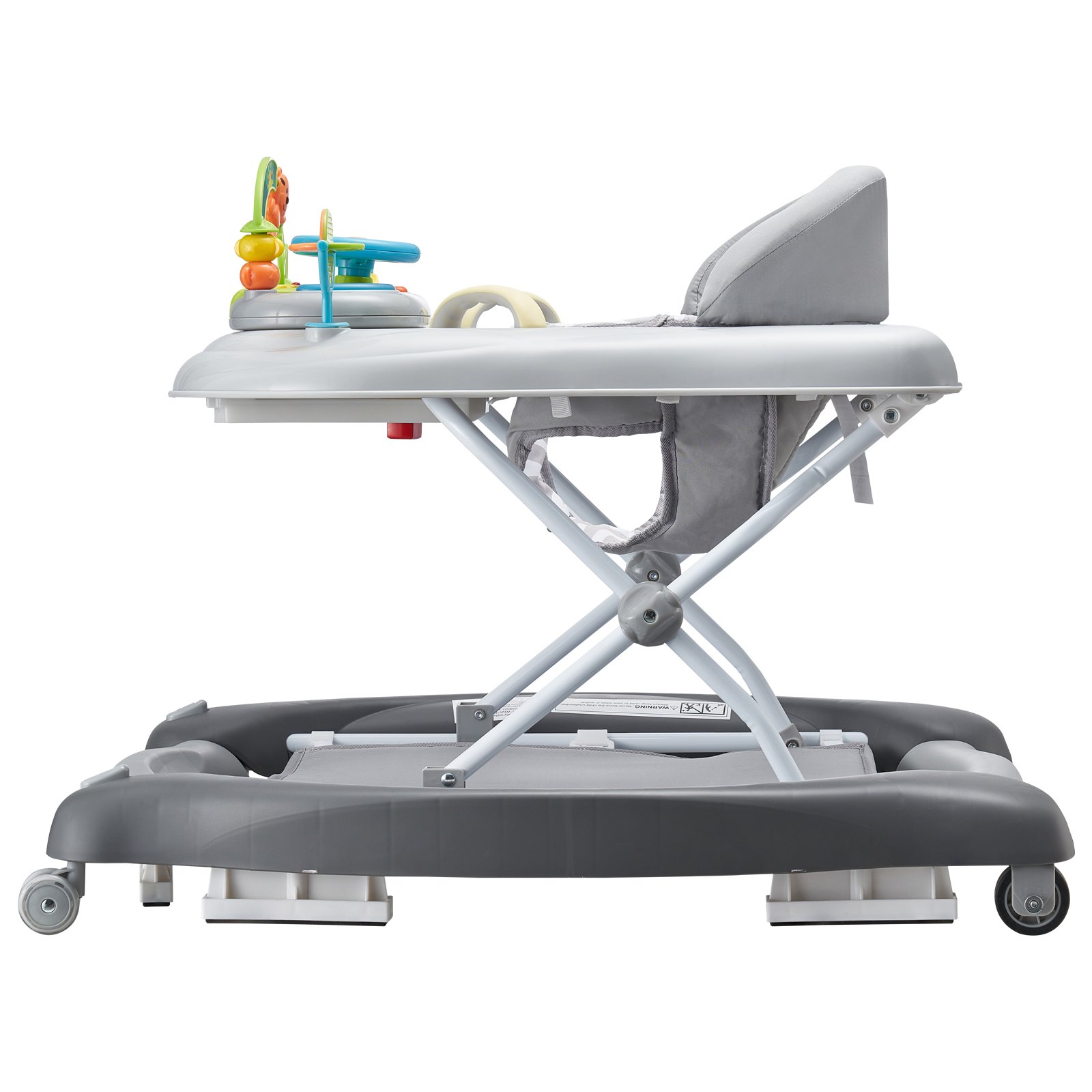 VEVOR 4-in-1 Baby Walker, Foldable Baby Activity Center on Wheels, 3 Adjustable Height, Music & Toys Tray, Learning-Seated | Walk-Behind | Rocker | Bouncer Toddler Walker for Girls Boys  6-24 Months