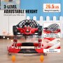 red VEVOR baby walker with 3-level adjustable height and 26.5 lbs weight capacity, checkered high-back seat.