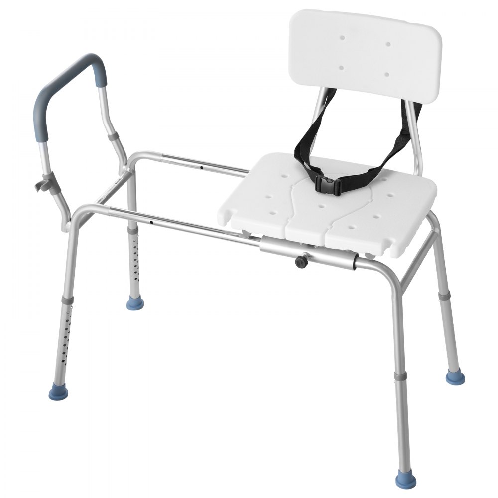 VEVOR Sliding Shower Chair, 400 lbs Capacity Tub Transfer Bench for Bathtub, Heavy Duty Shower Bench with Arms and Backrest, Height Adjustable Seat for Handicap, Adults, Seniors, Elderly and Disabled