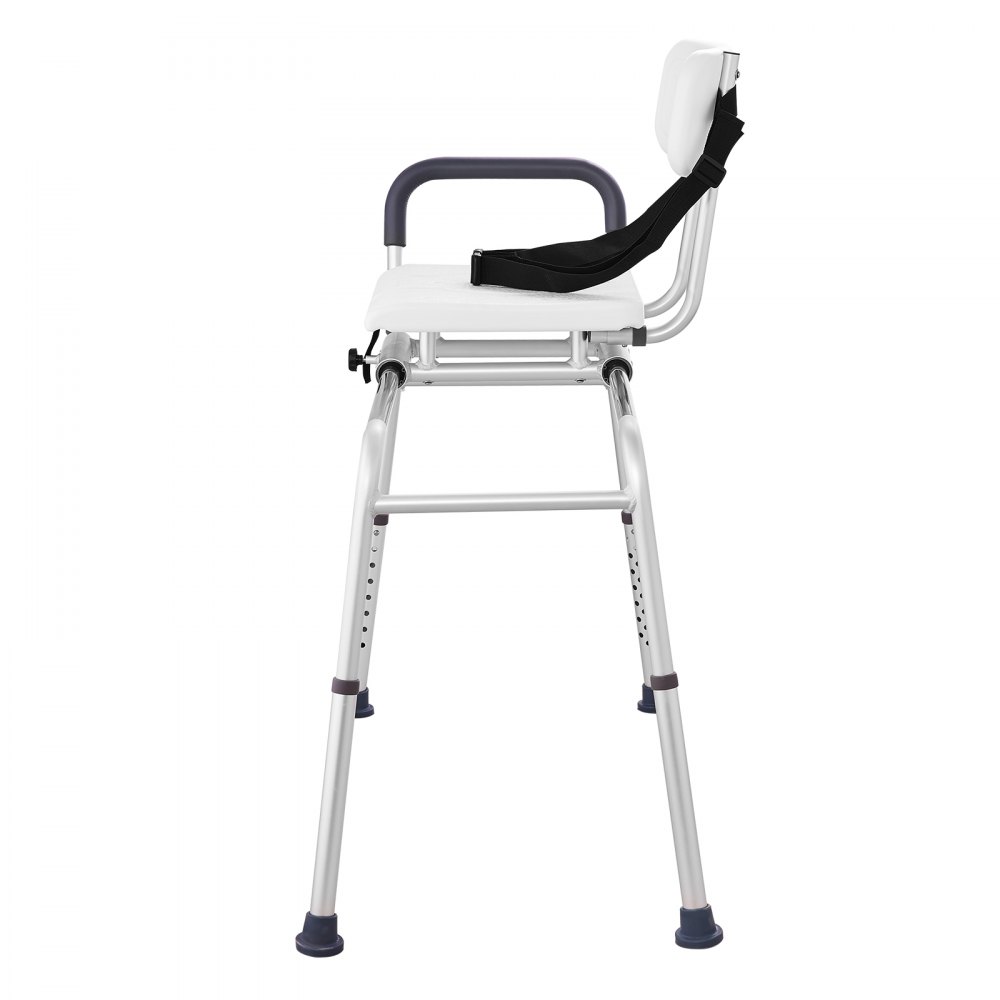 VEVOR sliding tub transfer bench with adjustable legs, padded seat, and backrest for bathroom safety.