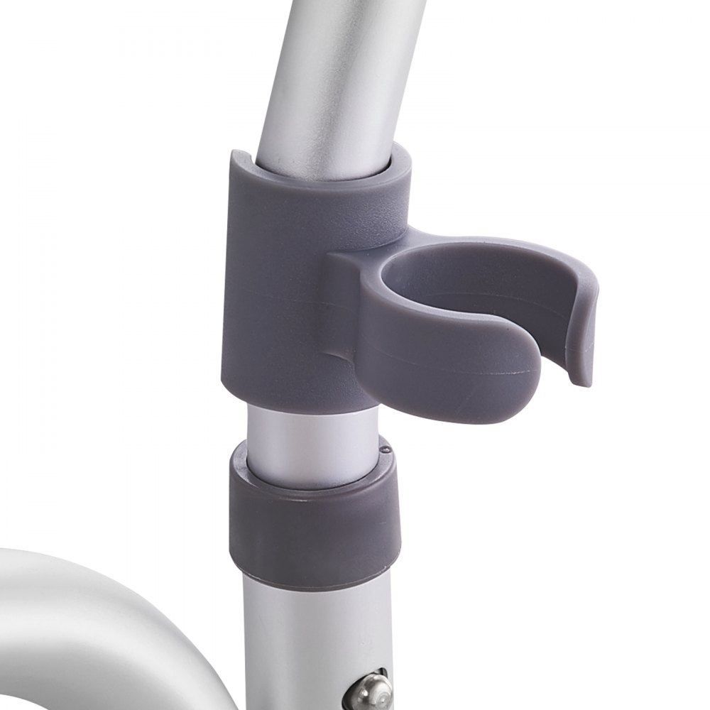 close-up of VEVOR sliding tub transfer bench grey clip on metal frame.
