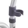 close-up of VEVOR sliding tub transfer bench grey clip on metal frame.