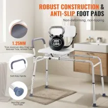 VEVOR Sliding Tub Transfer Bench Shower Chair & Cut-Out Seat Reversible Backrest