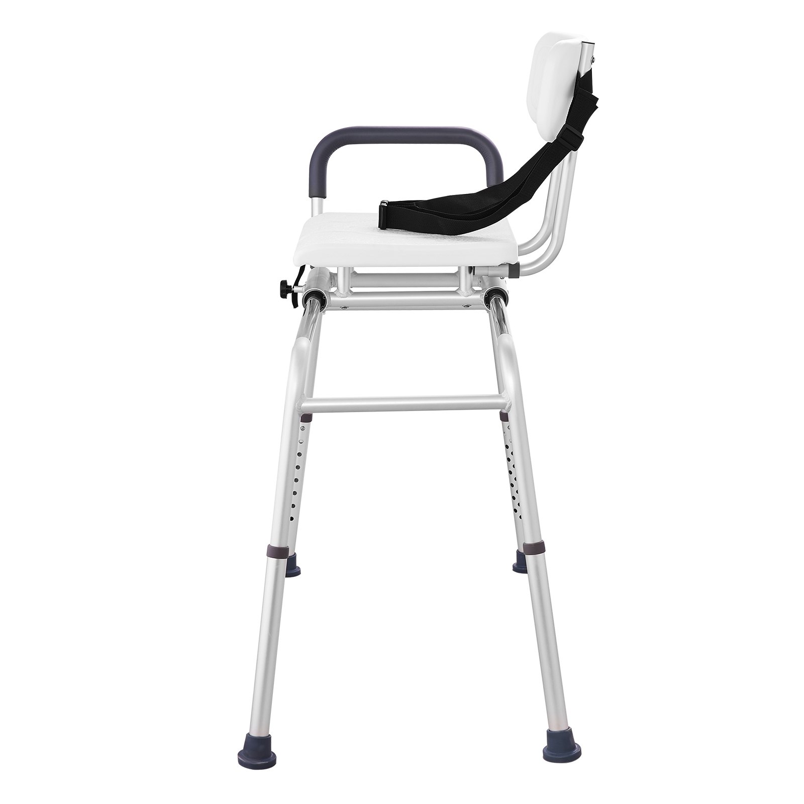 VEVOR sliding tub transfer bench with adjustable legs, padded seat, and backrest for bathroom safety.