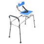 VEVOR Sliding Shower Chair, 180 kg Tub Transfer Bench for Bathtub with Swivel Seat, Padded Shower Bench with Arms and Backrest, Height Adjustable for Handicap, Adults, Seniors, Elderly and Disabled
