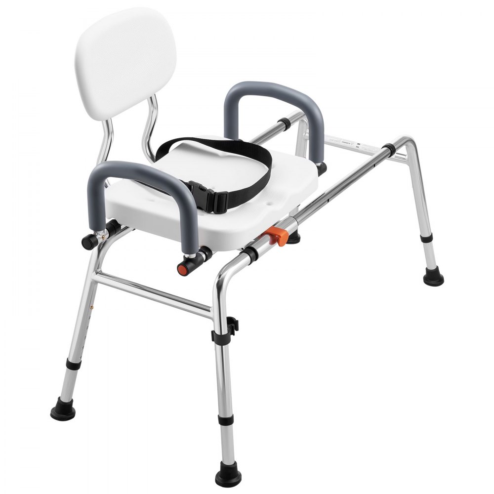 VEVOR Sliding Shower Chair, 180 kg Tub Transfer Bench for Bathtub with Swivel Seat, Shower Bench with Pivoting Arms and Backrest, Height & Width Adjustable for Handicap, Seniors, Elderly and Disabled