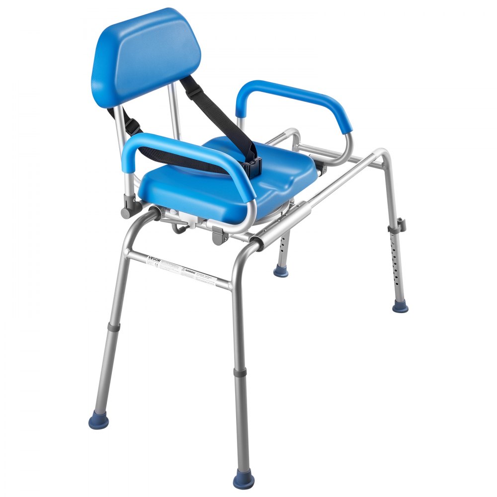VEVOR Sliding Shower Chair, 150 kg Tub Transfer Bench for Bathtub with Swivel Seat, Padded Shower Bench with Pivoting Arms and Backrest, Height Adjustable for Handicap, Seniors, Elderly and Disabled