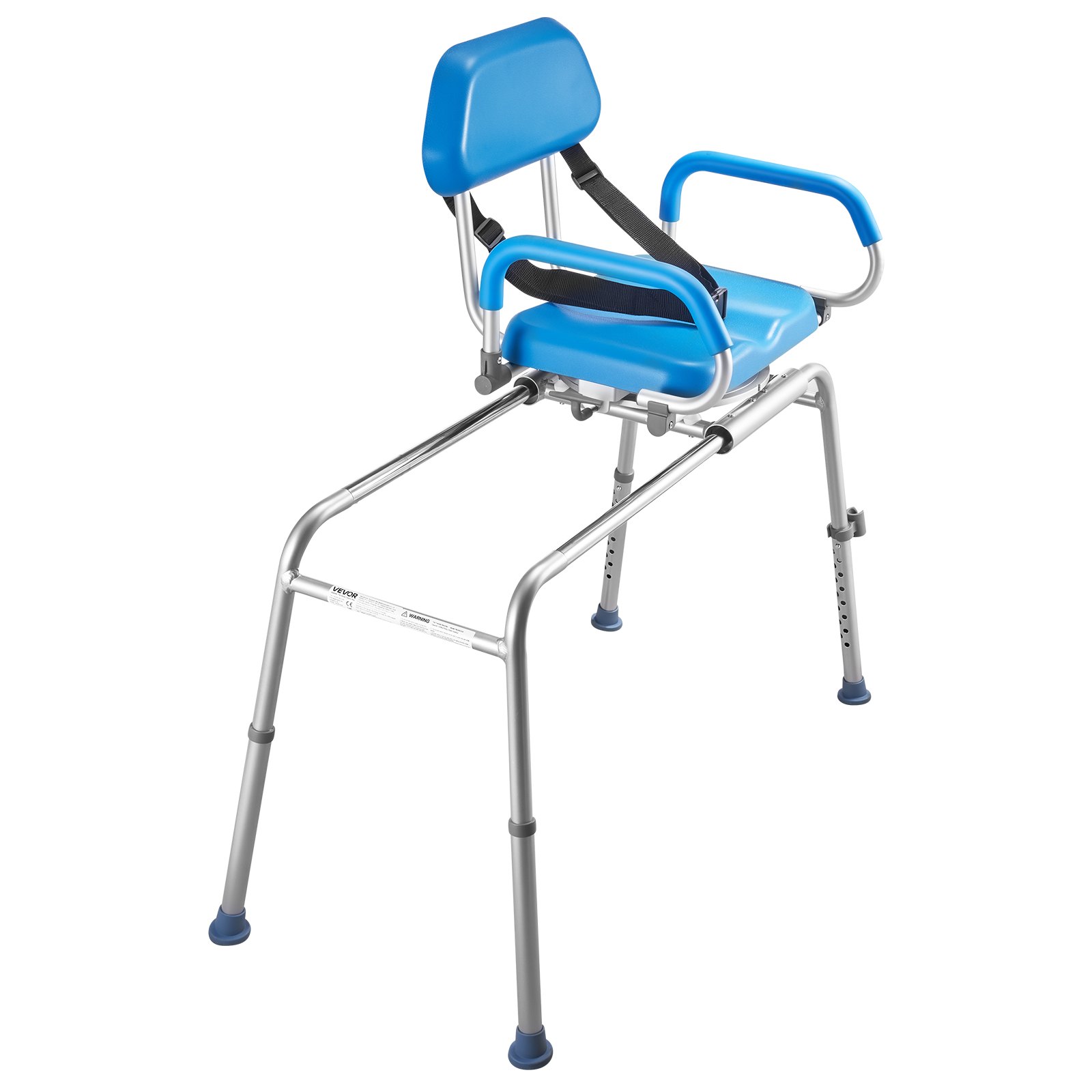 VEVOR Sliding Shower Chair, 150 kg Tub Transfer Bench for Bathtub with Swivel Seat, Padded Shower Bench with Pivoting Arms and Backrest, Height Adjustable for Handicap, Seniors, Elderly and Disabled
