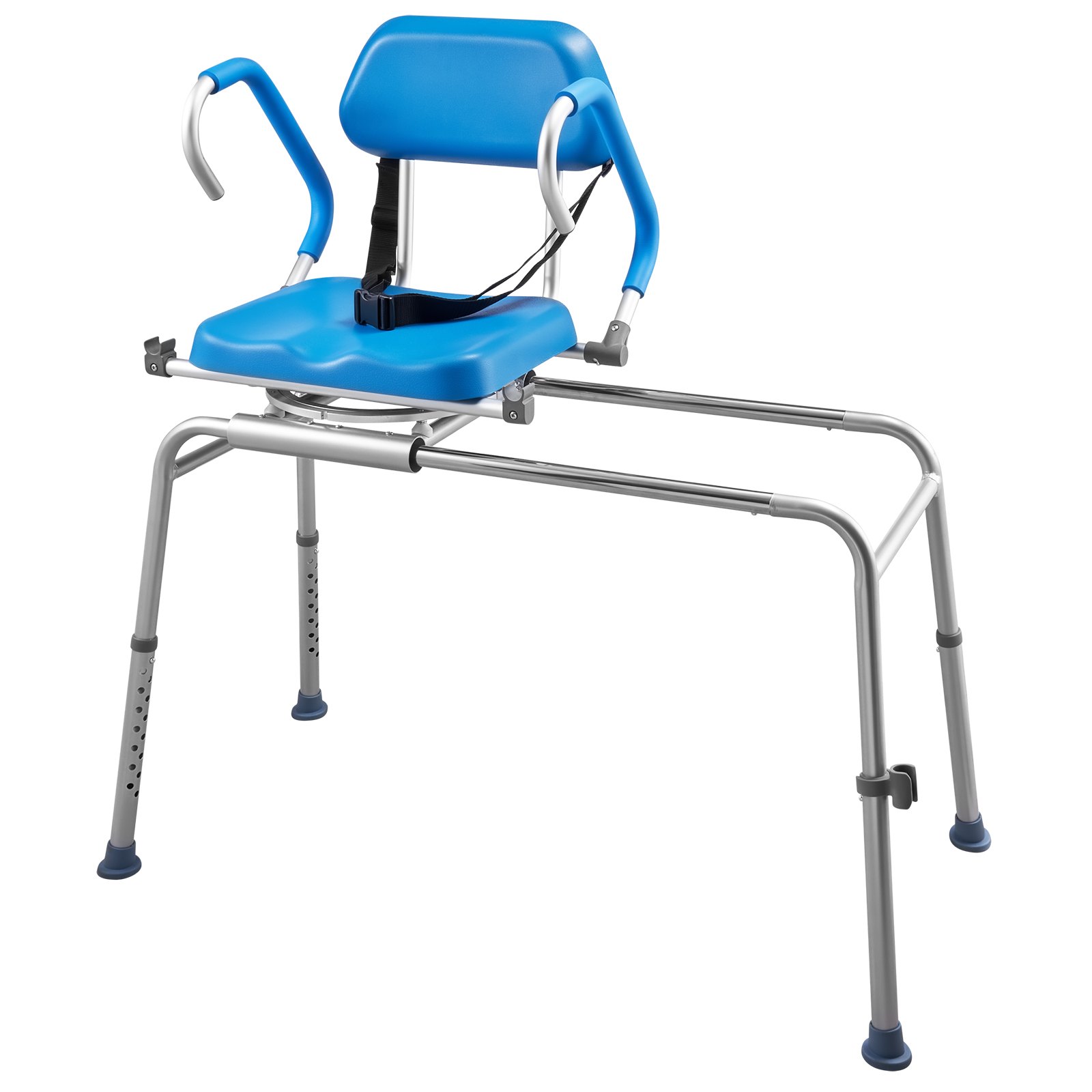 VEVOR Sliding Shower Chair, 150 kg Tub Transfer Bench for Bathtub with Swivel Seat, Padded Shower Bench with Pivoting Arms and Backrest, Height Adjustable for Handicap, Seniors, Elderly and Disabled