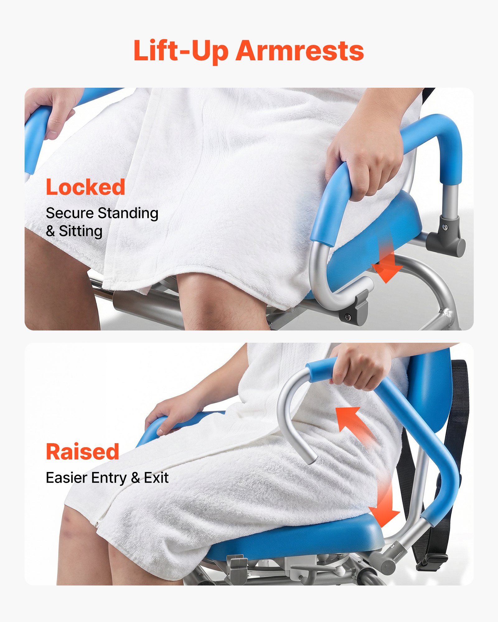 VEVOR Sliding Shower Chair, 330 lbs Tub Transfer Bench for Bathtub with Swivel Seat, Padded Shower Bench with Pivoting Arms and Backrest, Height Adjustable for Handicap, Seniors, Elderly and Disabled