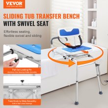 VEVOR Sliding Tub Transfer Bench Shower Chair with 360 Degree Swivel Seat 400LBS