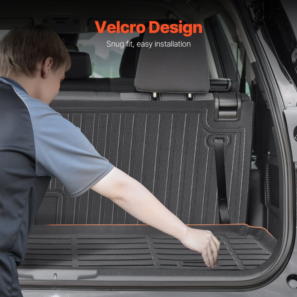 VEVOR Cargo Mats Compatible with Toyota Kluger & Highlander 2020-2024, Custom Fit TPE Cargo Liner Set for SUVs, Trunk and Rear Back Seat Protector Replacement, Trunk Mat and Backrest Mats