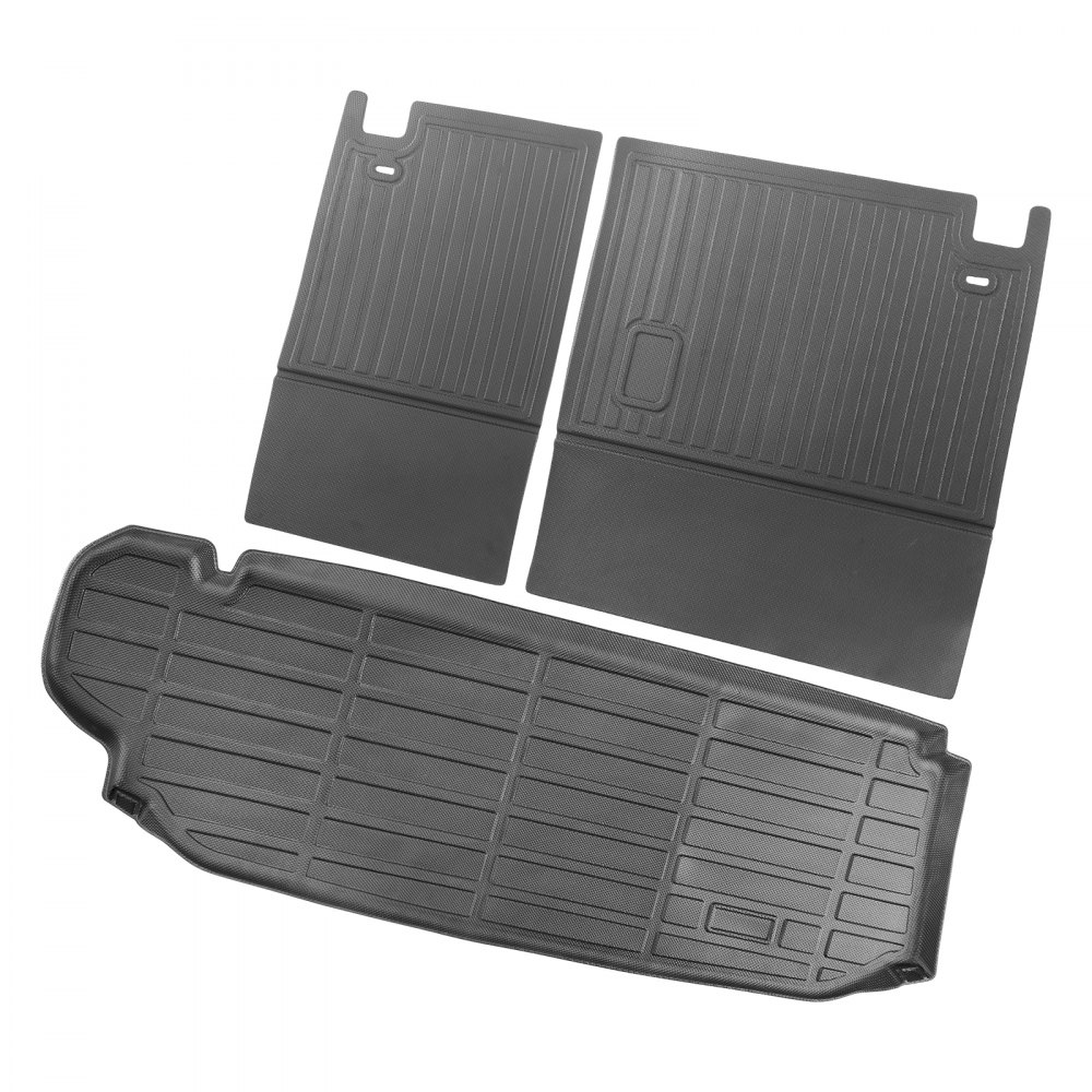 VEVOR Cargo Mats Compatible with Toyota Kluger & Highlander 2020-2024, Custom Fit TPE Cargo Liner Set for SUVs, Trunk and Rear Back Seat Protector Replacement, Trunk Mat and Backrest Mats
