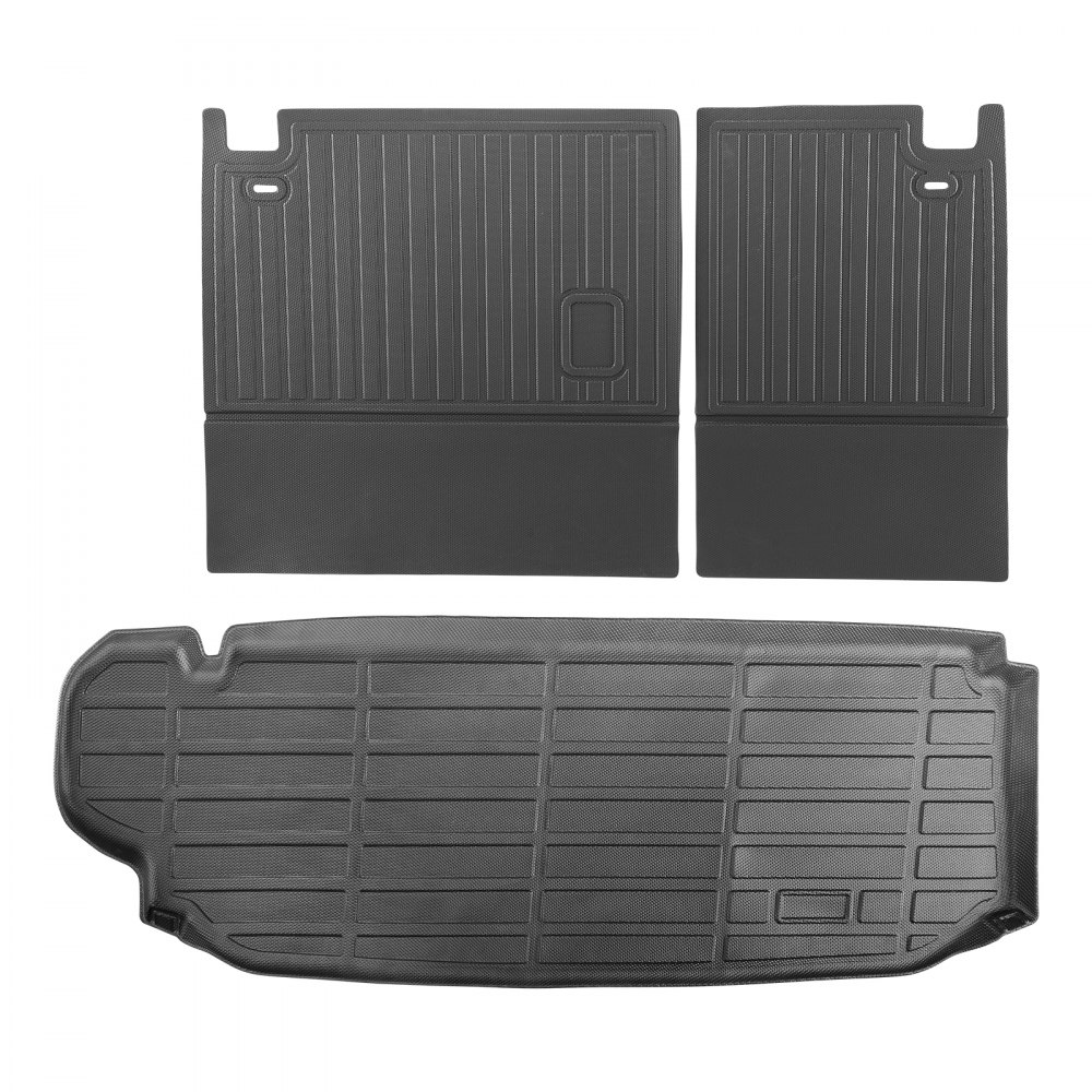 VEVOR Cargo Mats Compatible with Toyota Kluger & Highlander 2020-2024, Custom Fit TPE Cargo Liner Set for SUVs, Trunk and Rear Back Seat Protector Replacement, Trunk Mat and Backrest Mats