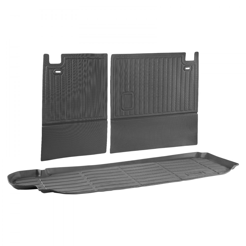 VEVOR Cargo Mats Compatible with Toyota Kluger & Highlander 2020-2024, Custom Fit TPE Cargo Liner Set for SUVs, Trunk and Rear Back Seat Protector Replacement, Trunk Mat and Backrest Mats