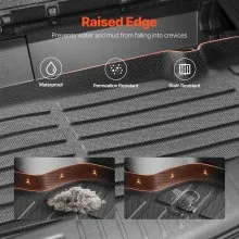 VEVOR Cargo Mats Compatible with Toyota Kluger & Highlander 2020-2024, Custom Fit TPE Cargo Liner Set for SUVs, Trunk and Rear Back Seat Protector Replacement, Trunk Mat and Backrest Mats