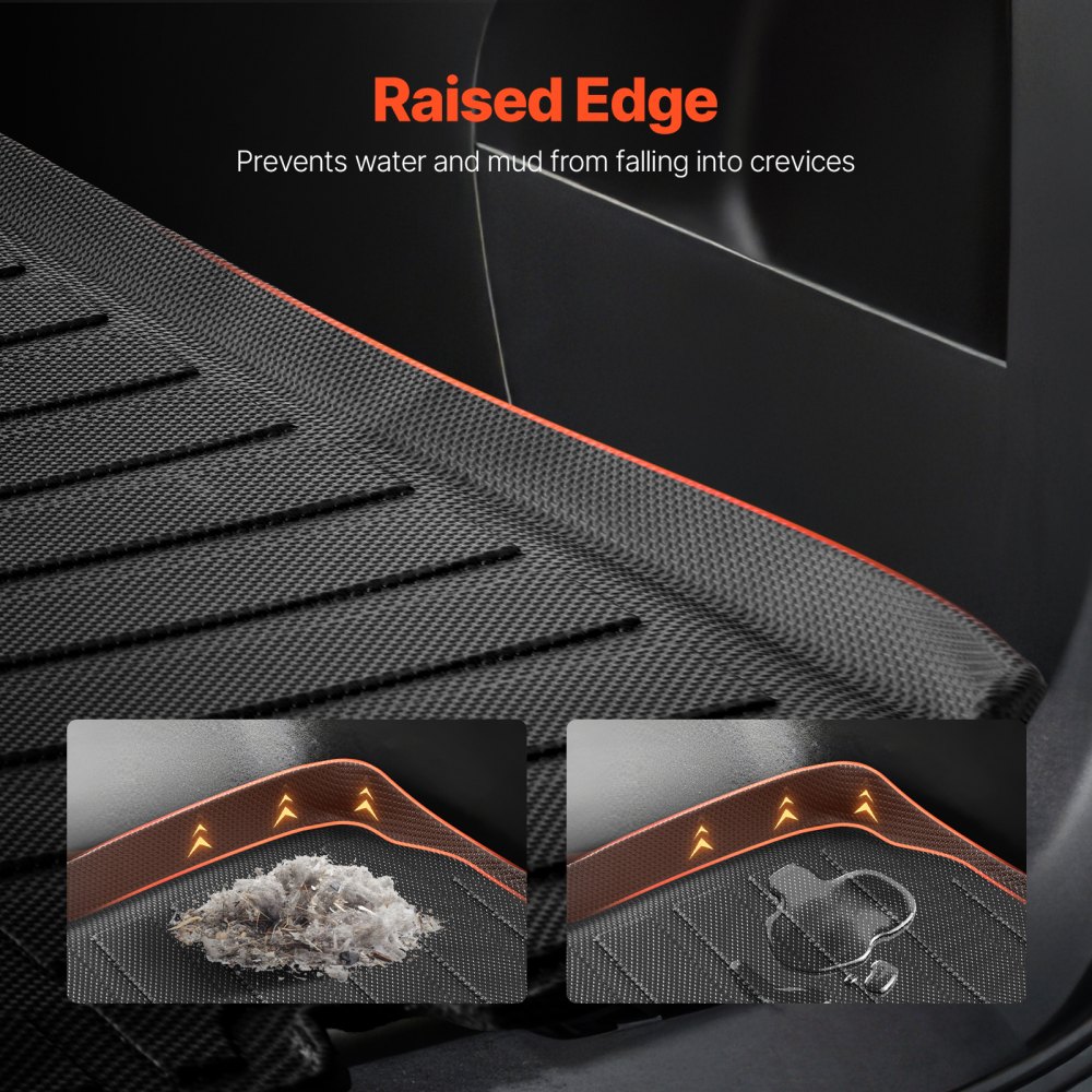 VEVOR Cargo Mat Compatible with Ford Edge 2015-2024 & Ford Edge ST 2020-2024, Precise Fit Trunk Mat for SUVs, TPE Trunk Protector Replacement, Black (1PCS)