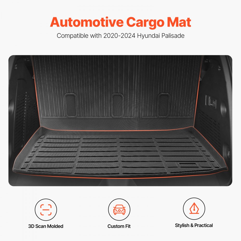 VEVOR Cargo Mats Compatible Chevrolet Tahoe & GMC Yukon 2021-2024, Custom Fit TPE Cargo Liner Set for SUVs, Trunk and Rear Back Seat Protector Replacement, Trunk Mat and Backrest Mats