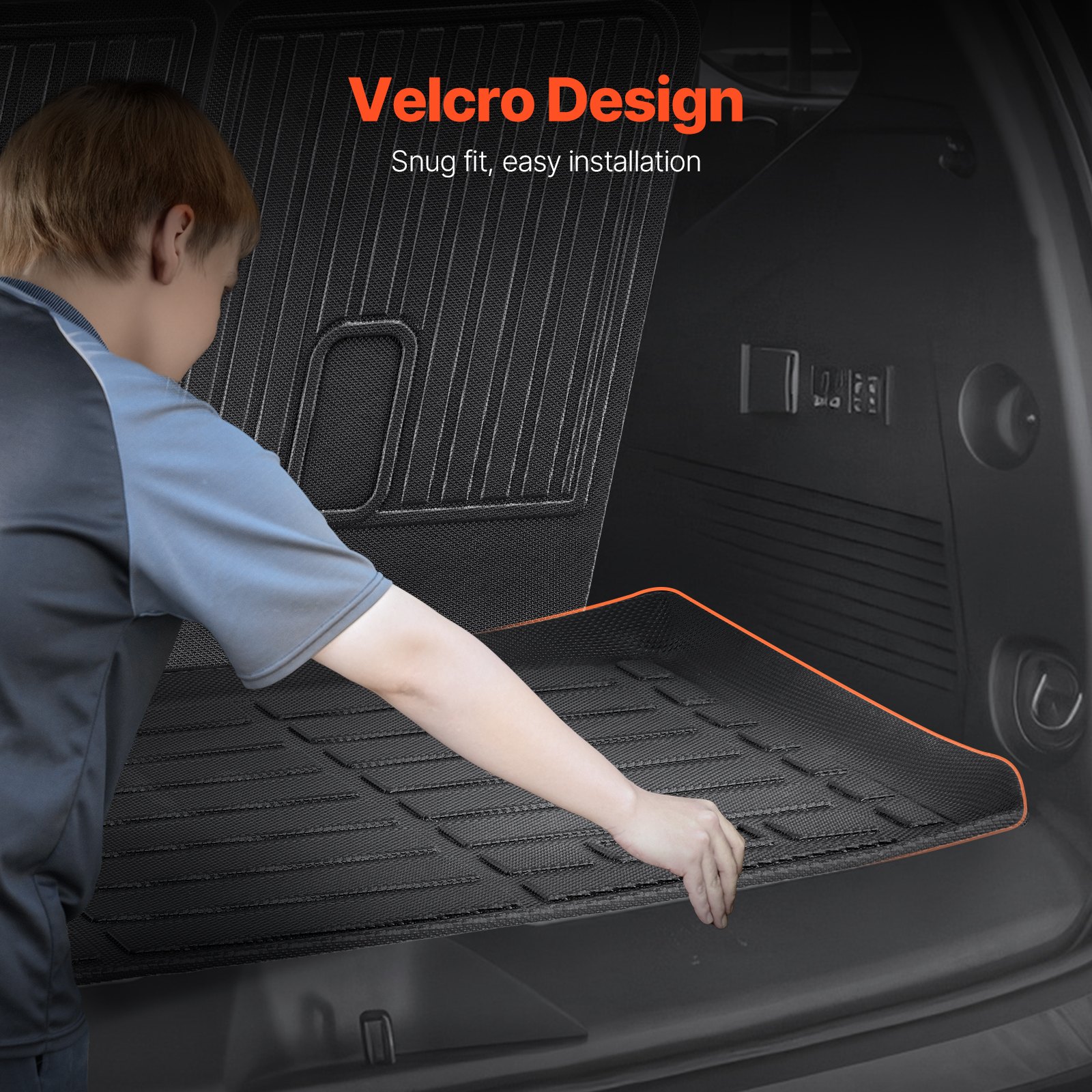 VEVOR Cargo Mats Compatible Chevrolet Tahoe & GMC Yukon 2021-2024, Custom Fit TPE Cargo Liner Set for SUVs, Trunk and Rear Back Seat Protector Replacement, Trunk Mat and Backrest Mats