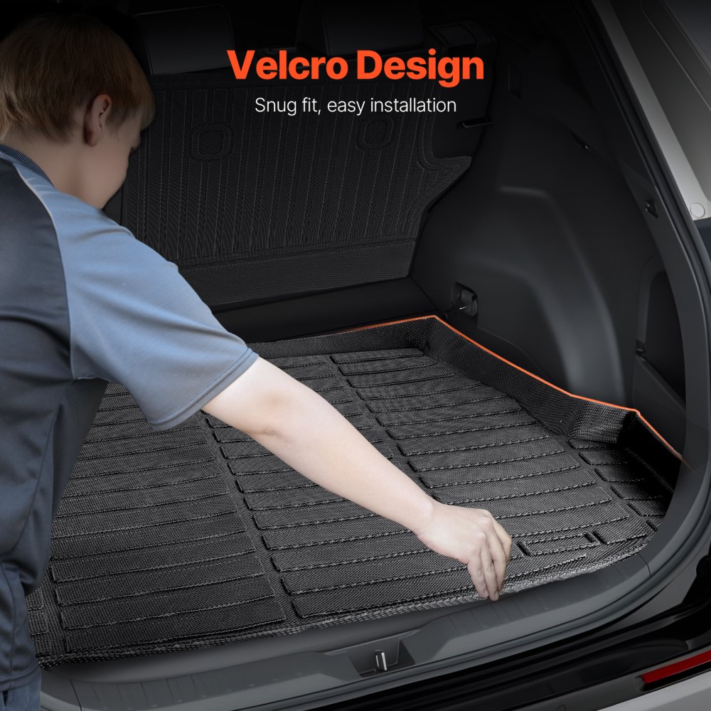 VEVOR Cargo Mats Compatible with Toyota RAV4 2019-2024, Custom Fit TPE Cargo Liner Set for SUVs, Trunk and Rear Back Seat Protector Replacement, Black, Trunk Mat and Backrest Mats
