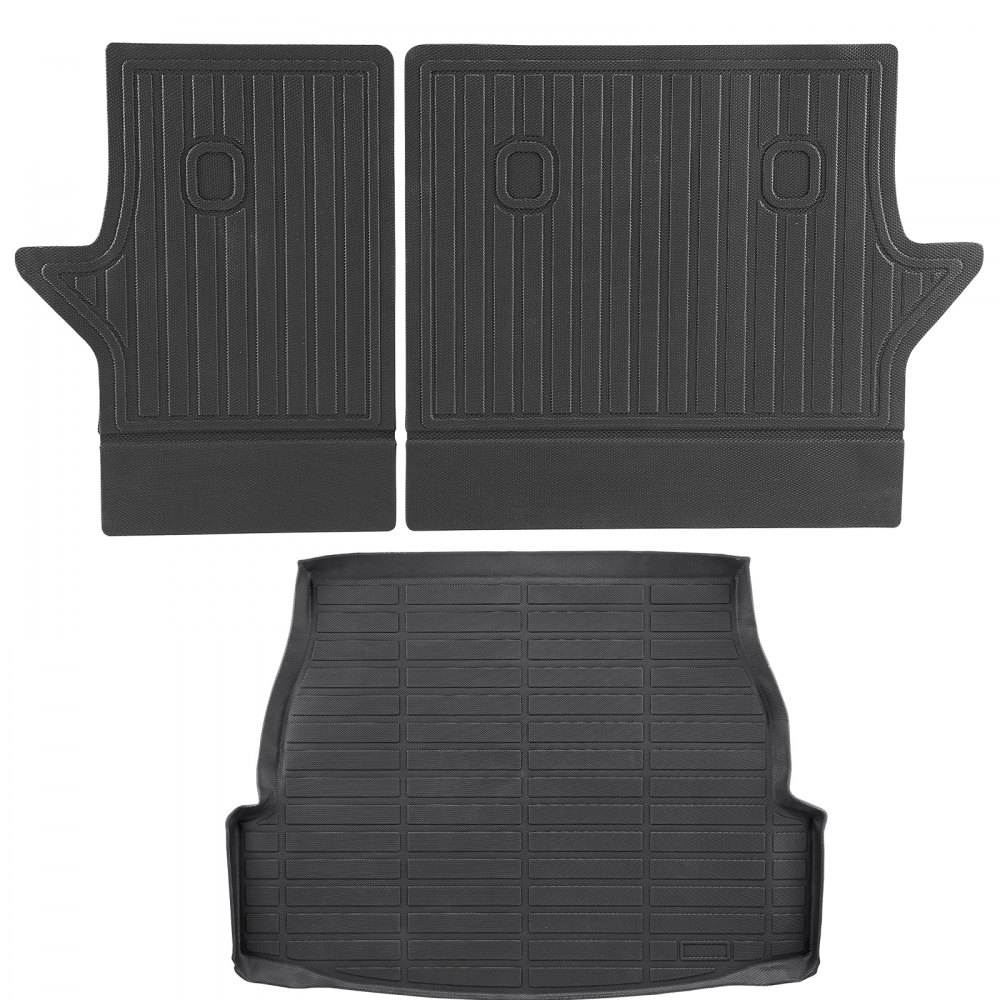 VEVOR Cargo Mats Compatible with Toyota RAV4 2019-2024, Custom Fit TPE Cargo Liner Set for SUVs, Trunk and Rear Back Seat Protector Replacement, Black, Trunk Mat and Backrest Mats