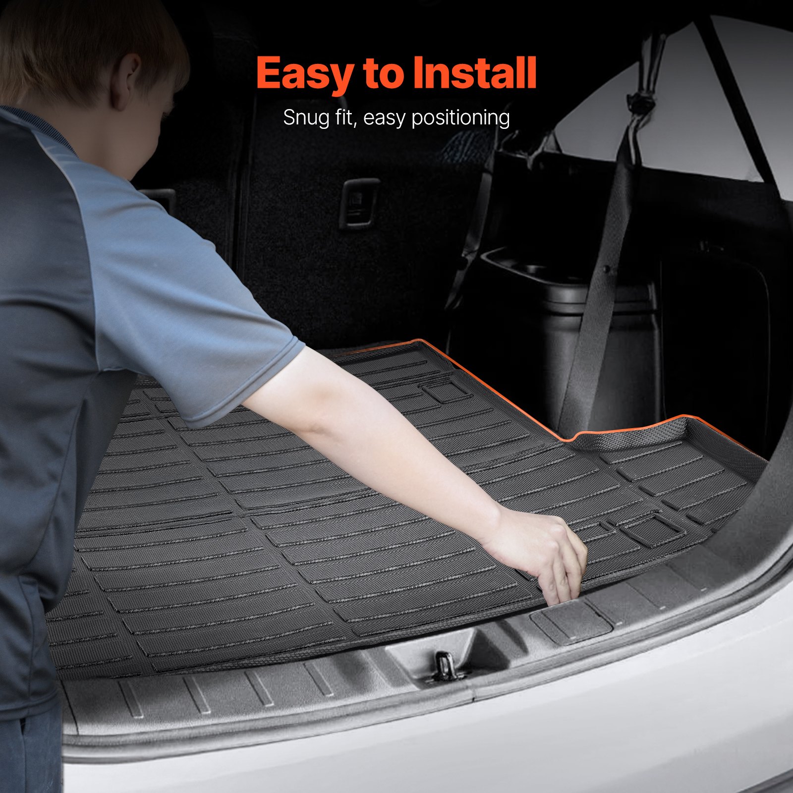 VEVOR Cargo Mat Compatible with Toyota 4Runner 7 Seater 2010-2024 without Sliding Tray, Precise Fit Trunk Mat for SUVs, TPE Trunk Protector Replacement, Black (1PCS)