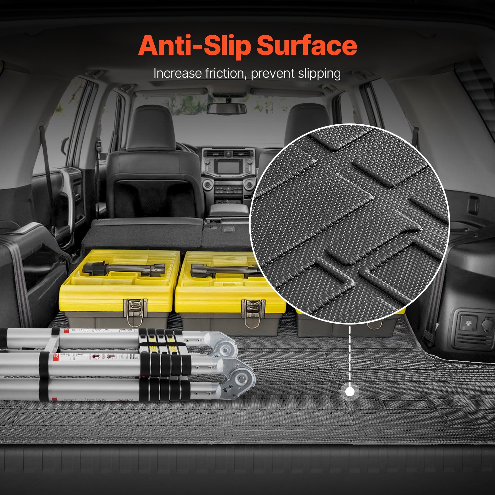 VEVOR Cargo Mat Compatible with Toyota 4Runner 7 Seater 2010-2024 without Sliding Tray, Precise Fit Trunk Mat for SUVs, TPE Trunk Protector Replacement, Black (1PCS)