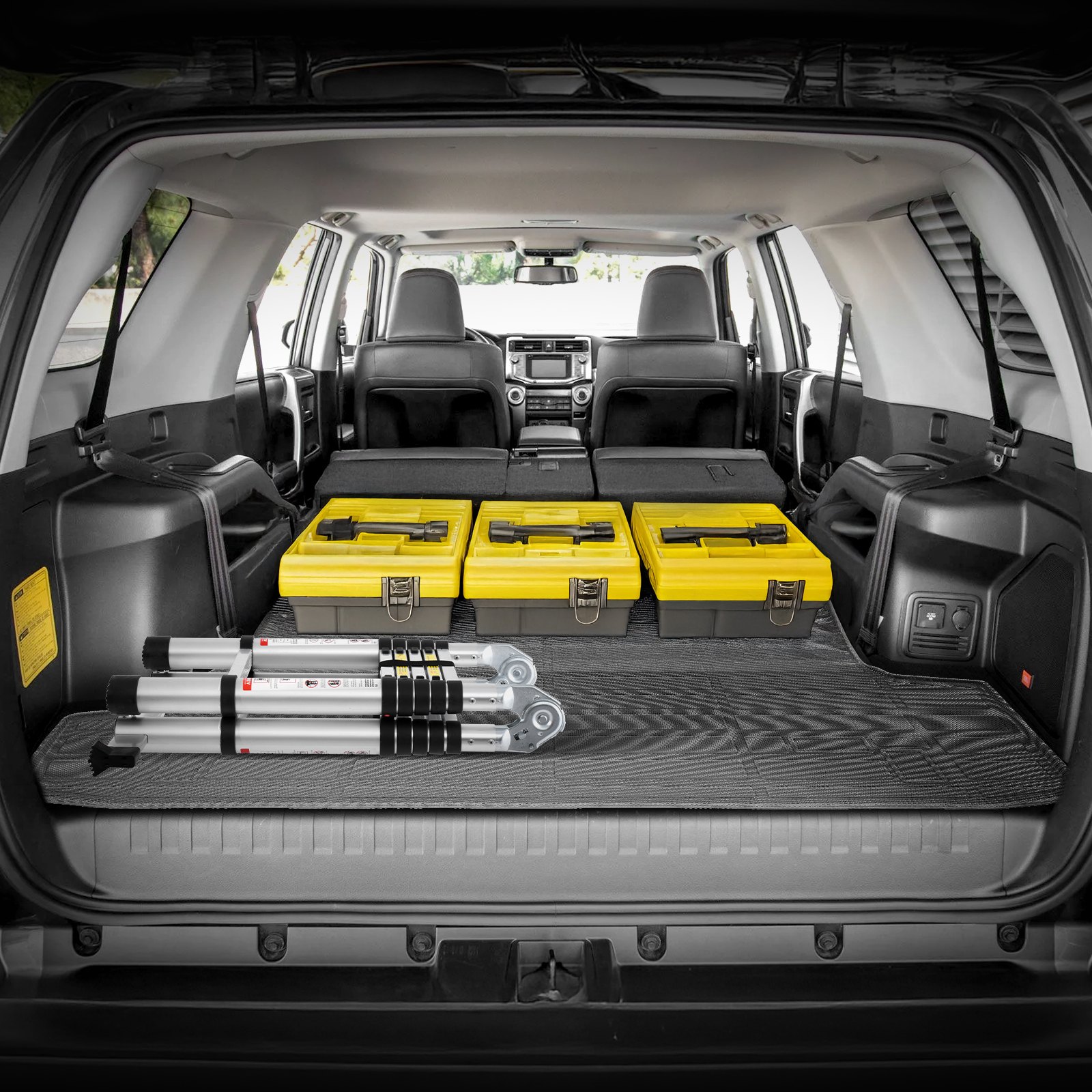VEVOR Cargo Mat Compatible with Toyota 4Runner 7 Seater 2010-2024 without Sliding Tray, Precise Fit Trunk Mat for SUVs, TPE Trunk Protector Replacement, Black (1PCS)