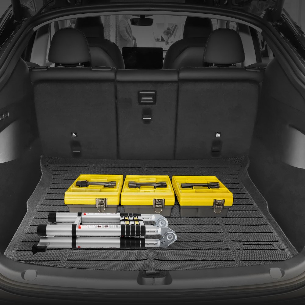 VEVOR Cargo Mat Compatible with Tesla Model Y 2020-2024, Precise Fit Trunk Mat for SUVs, TPE Trunk Protector Replacement, Black (1PCS)