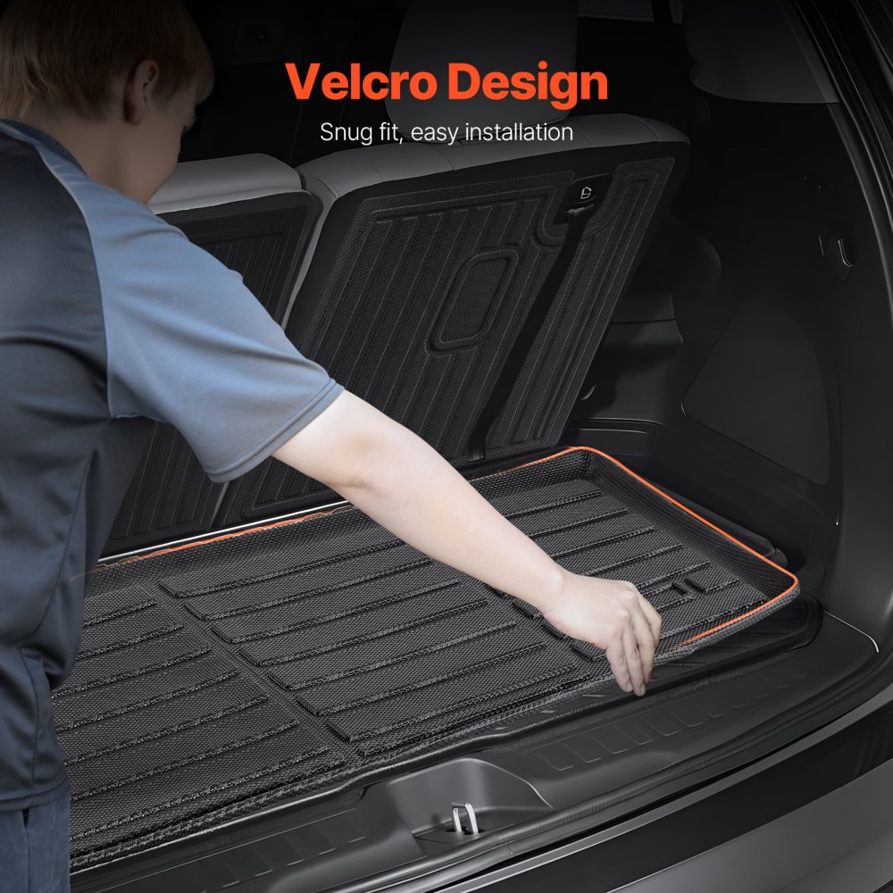VEVOR Cargo Mats Compatible with 2016-2022 & 2023-2024 Honda Pilot, Custom Fit TPE Cargo Liner Set for SUVs, Trunk and Back Seat Protector Replacement, Black, Trunk Mat and Backrest Mats