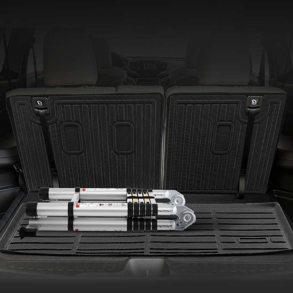 VEVOR Cargo Mats Compatible with 2016-2022 & 2023-2024 Honda Pilot, Custom Fit TPE Cargo Liner Set for SUVs, Trunk and Back Seat Protector Replacement, Black, Trunk Mat and Backrest Mats
