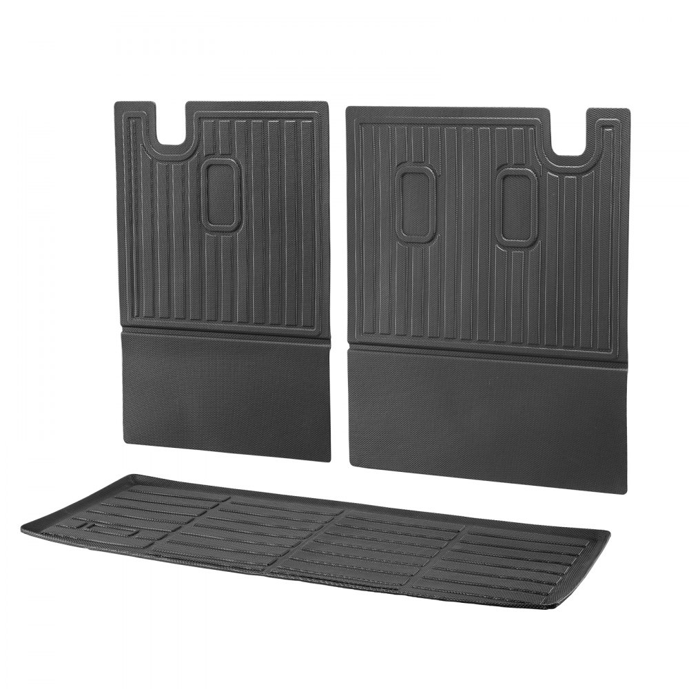 VEVOR Cargo Mats Compatible with 2016-2022 & 2023-2024 Honda Pilot, Custom Fit TPE Cargo Liner Set for SUVs, Trunk and Back Seat Protector Replacement, Black, Trunk Mat and Backrest Mats