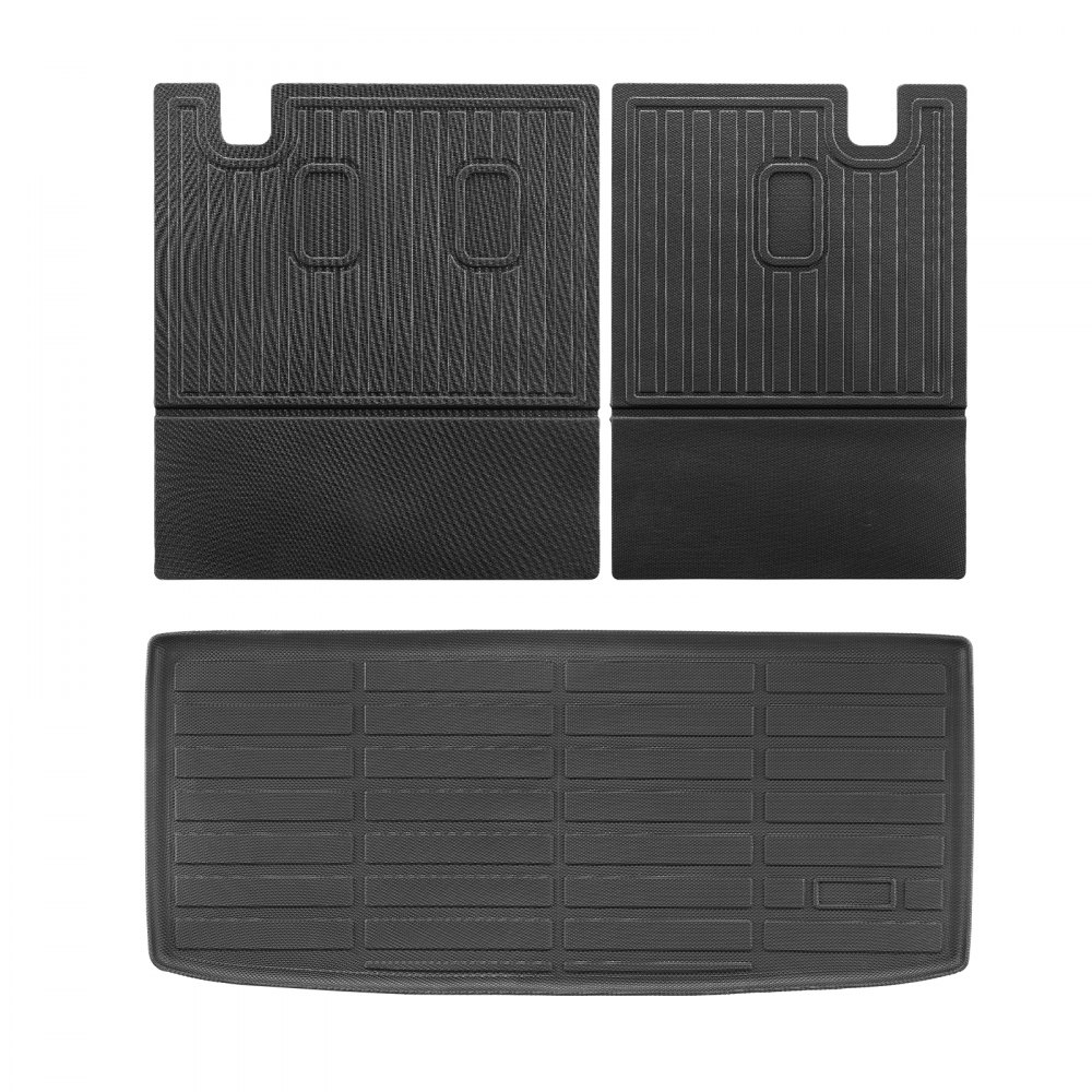 VEVOR Cargo Mats Compatible with 2016-2022 & 2023-2024 Honda Pilot, Custom Fit TPE Cargo Liner Set for SUVs, Trunk and Back Seat Protector Replacement, Black, Trunk Mat and Backrest Mats