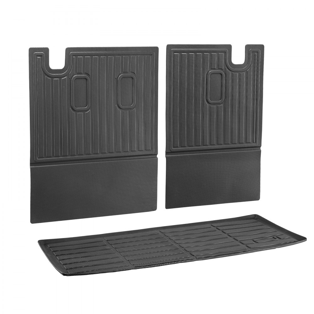 VEVOR Cargo Mats Compatible with 2016-2022 & 2023-2024 Honda Pilot, Custom Fit TPE Cargo Liner Set for SUVs, Trunk and Back Seat Protector Replacement, Black, Trunk Mat and Backrest Mats