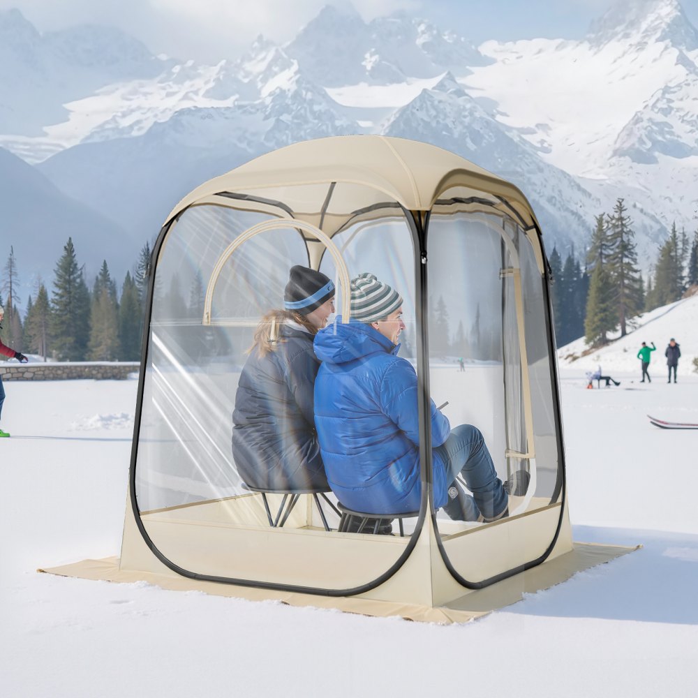 VEVOR Pop up Sports Tent, 50x50 in Clear Bubble Tent for 1 Person, Waterproof Outdoor Pod with Floor Mat & Top Cover, Garden Igloo Dome Tents Camping Shelter for Events Fishing Cheering