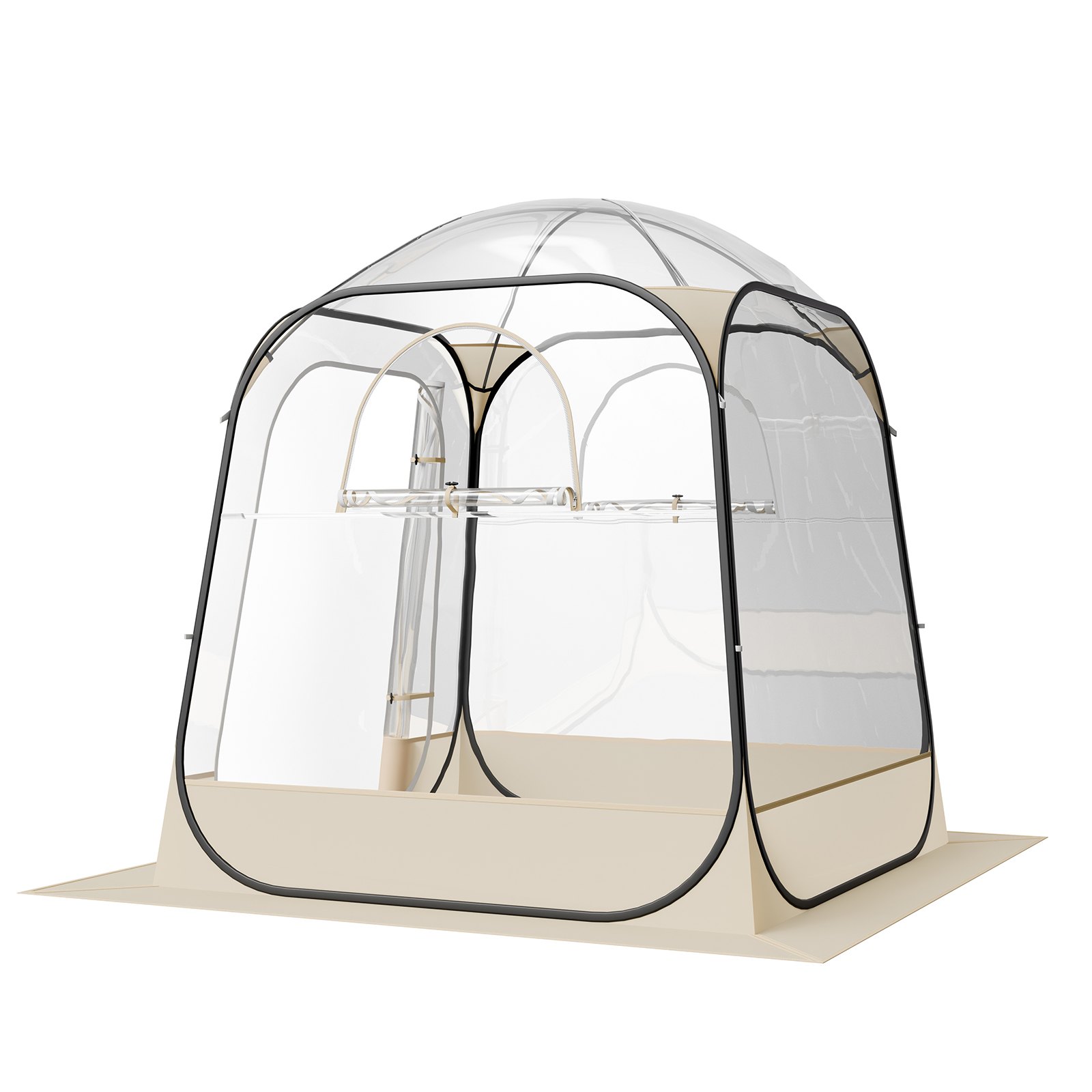 VEVOR Pop up Sports Tent, 63x63 in Clear Bubble Tent for 2-4 Persons, Waterproof Outdoor Pod with Floor Mat & Top Cover, Garden Igloo Dome Tents Camping Shelter for Events Fishing Cheering