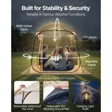 VEVOR Pop up Sports Tent 72x72 in Outdoor Clear Bubble Tent Weather Proof Pod