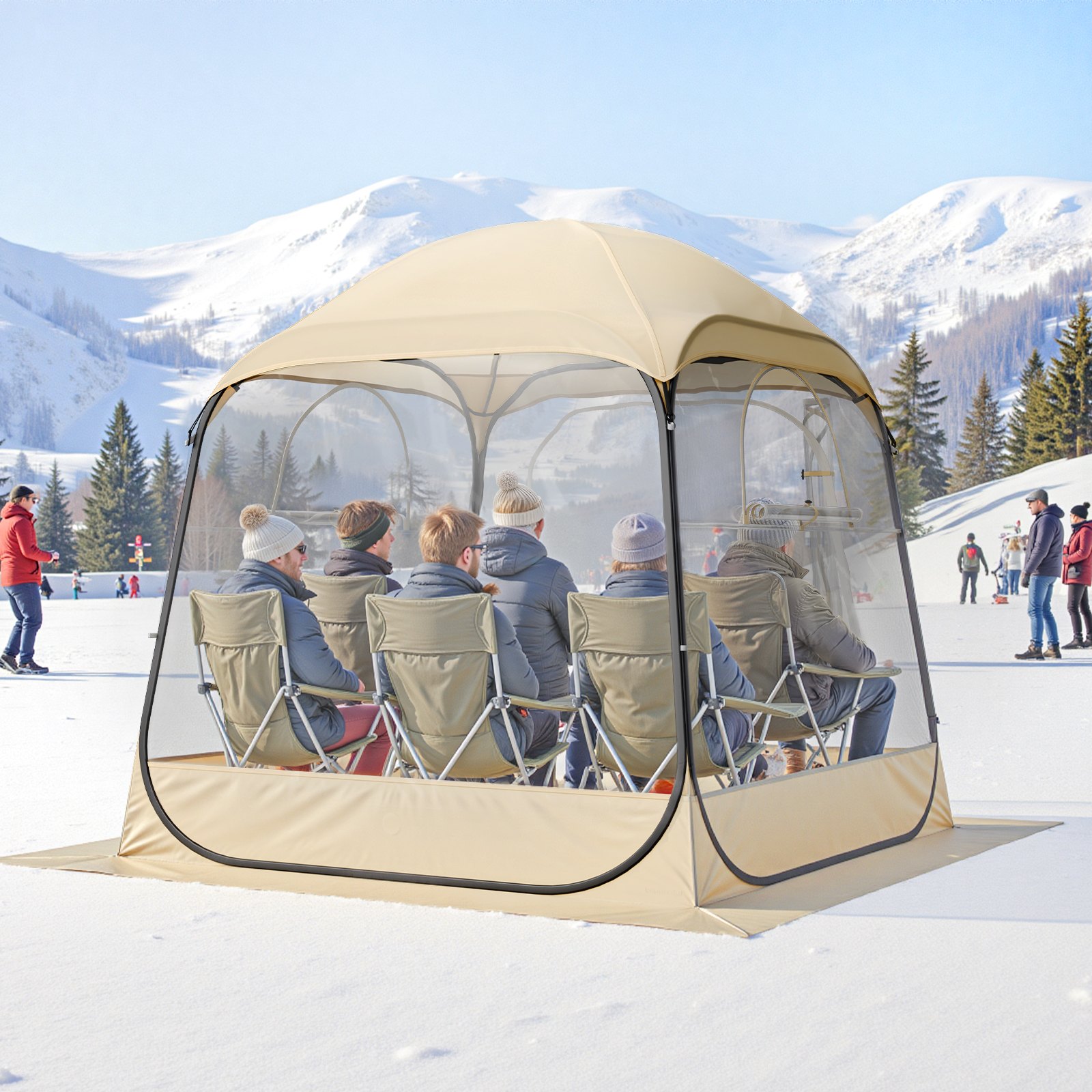 VEVOR Pop up Sports Tent, 72x72 in Clear Bubble Tent for 2-4 Persons, Waterproof Outdoor Pod with Floor Mat & Top Cover, Garden Igloo Dome Tents Camping Shelter for Events Fishing Cheering