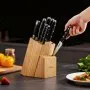 VEVOR Kitchen Knife Set with Block and Sharpener, 15 Piece High Carbon Stainless Steel Sharp Knife Set, Kitchen Cutlery with Ergonomic Handle, Sharpening Rod and Premium Wooden Block, for Home Cooks