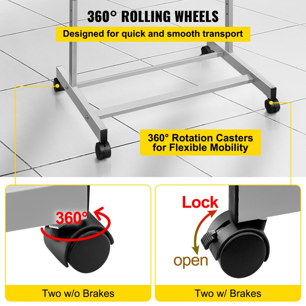 VEVOR stand up lectern with 360° rolling wheels and rotation casters for easy mobility.