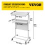 VEVOR Standing Lectern, Height Adjustment Portable Pulpit, 4 Rolling Casters Lectern Podium Stand, Lower Storage Shelf floor Lectern Podium, White Lecterns & Podiums for Classroom, Concert, Church